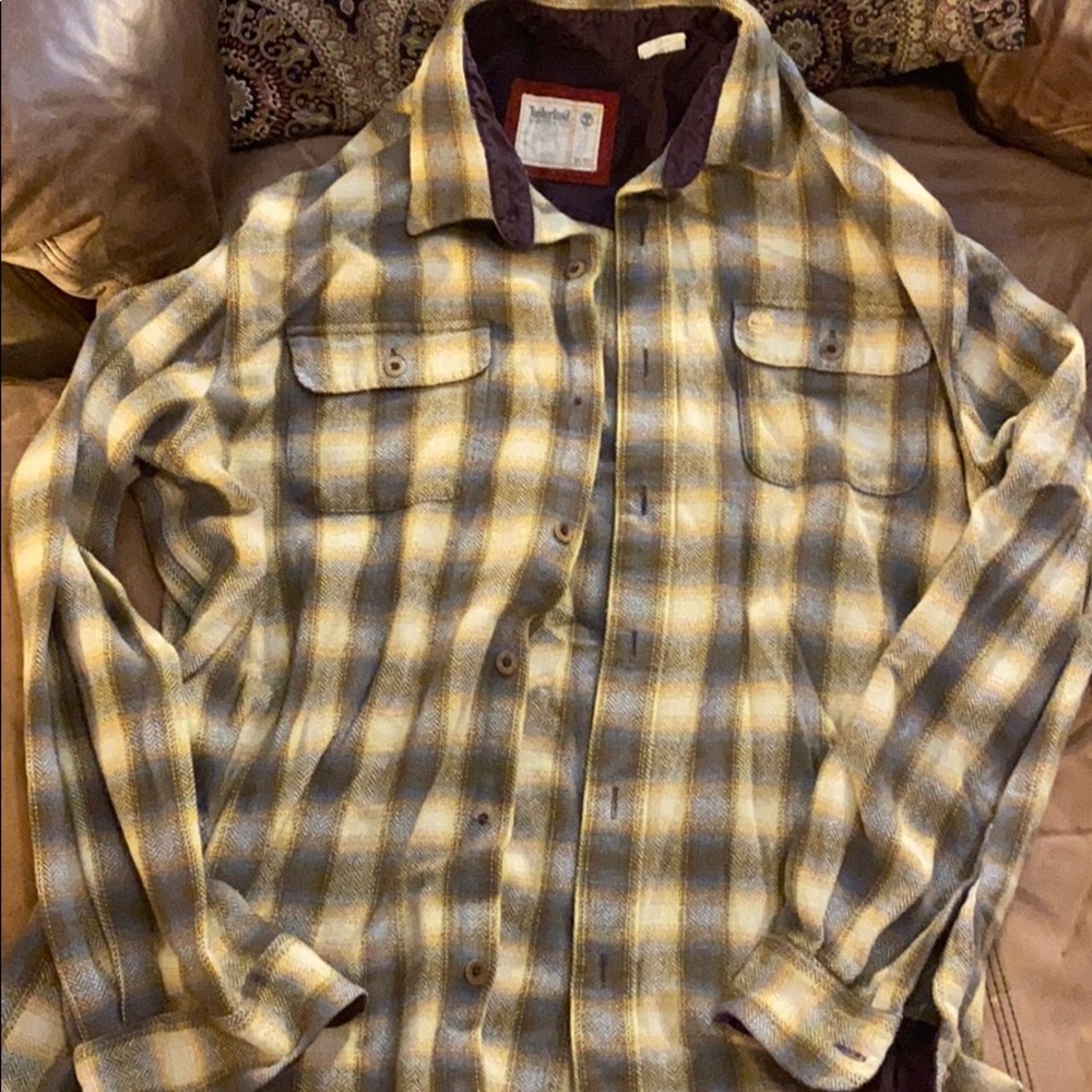 Vintage XL Timberland flannel yellow & Gray